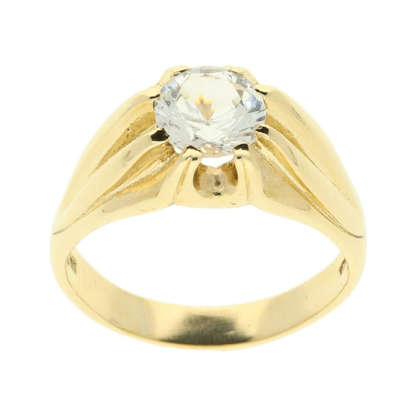 9ct Yellow Gold CZ Gents Ring - 8.9g