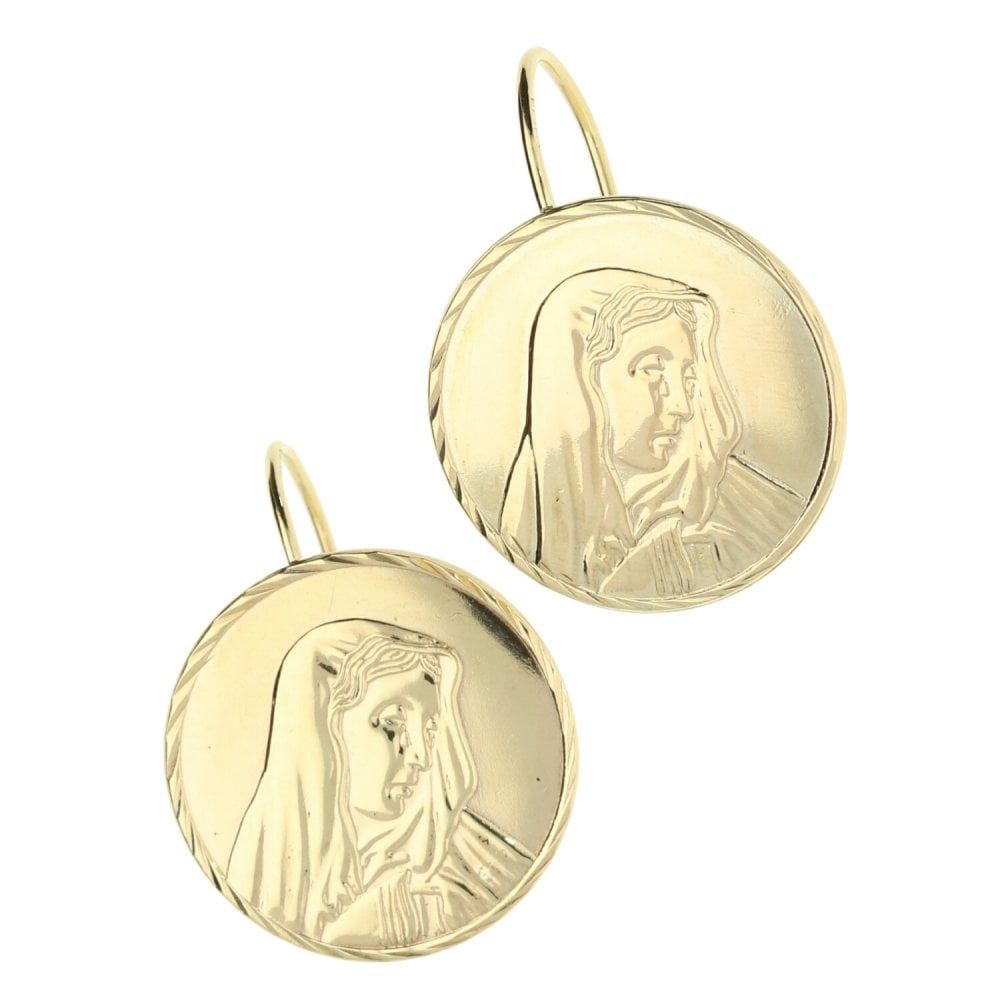 9ct Yellow Gold Madonna Earrings - 3.5g