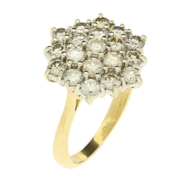 18ct Yellow Gold 2.09ct Diamond Cluster Ring