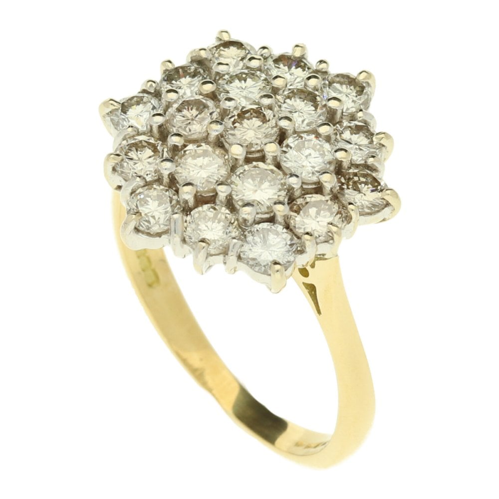 18ct Yellow Gold 2.09ct Diamond Cluster Ring