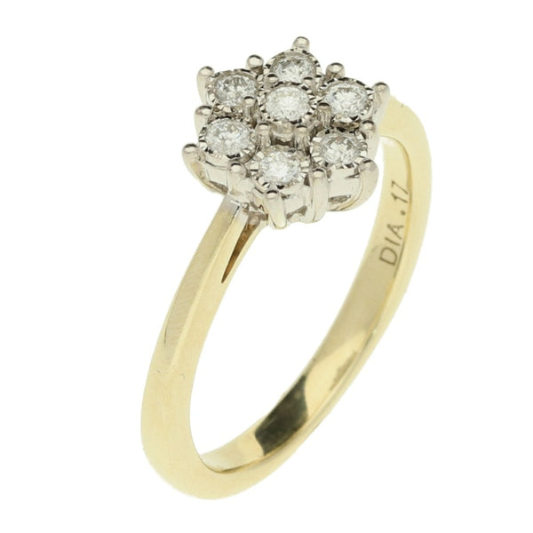 9ct Yellow Gold 0.17ct Diamond Cluster Ring