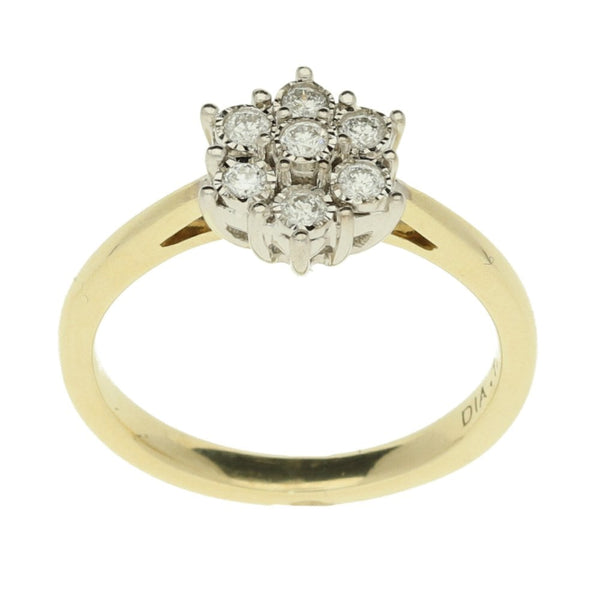 9ct Yellow Gold 0.17ct Diamond Cluster Ring
