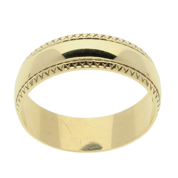 9ct Yellow Gold Patterned Wedding Ring - 4.5g