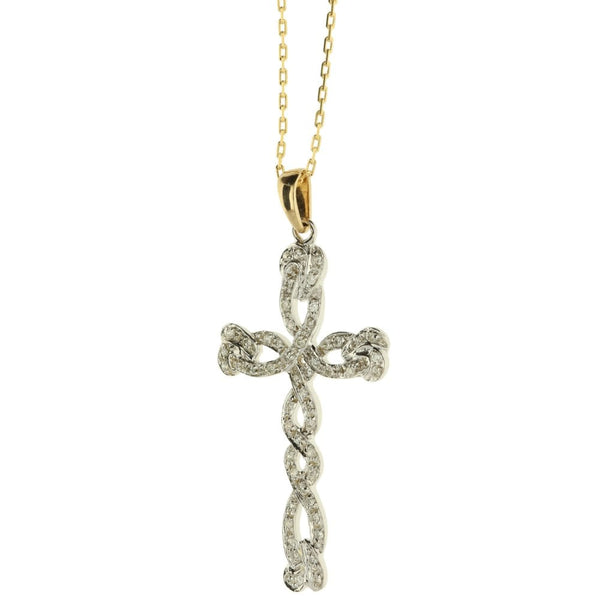 9ct Gold 0.33ct Diamond Celtic Cross & Chain - 4.5g