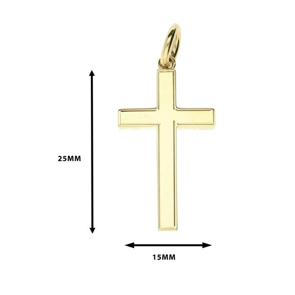 Medium 9ct Yellow Gold Framed Edge Cross - 3.7g
