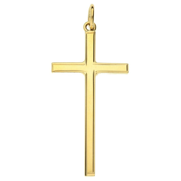 Large 9ct Yellow Gold Framed Edge Cross - 3.3g