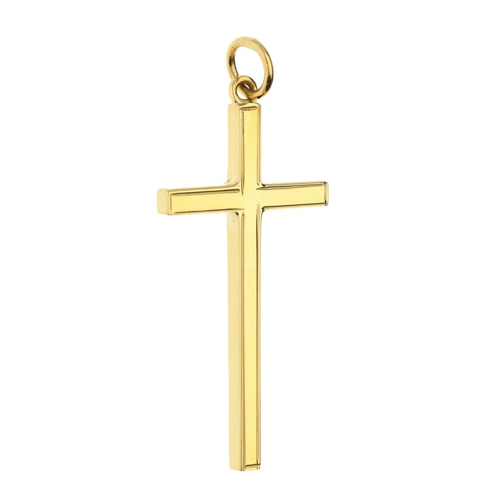 Large 9ct Yellow Gold Framed Edge Cross - 3.3g