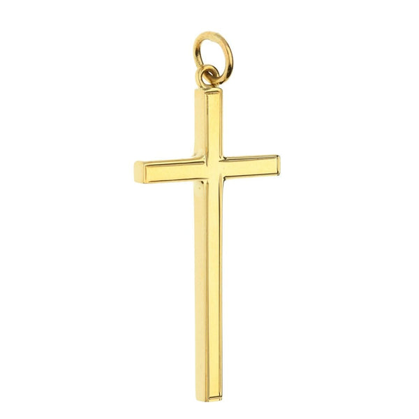 Large 9ct Yellow Gold Framed Edge Cross - 3.3g