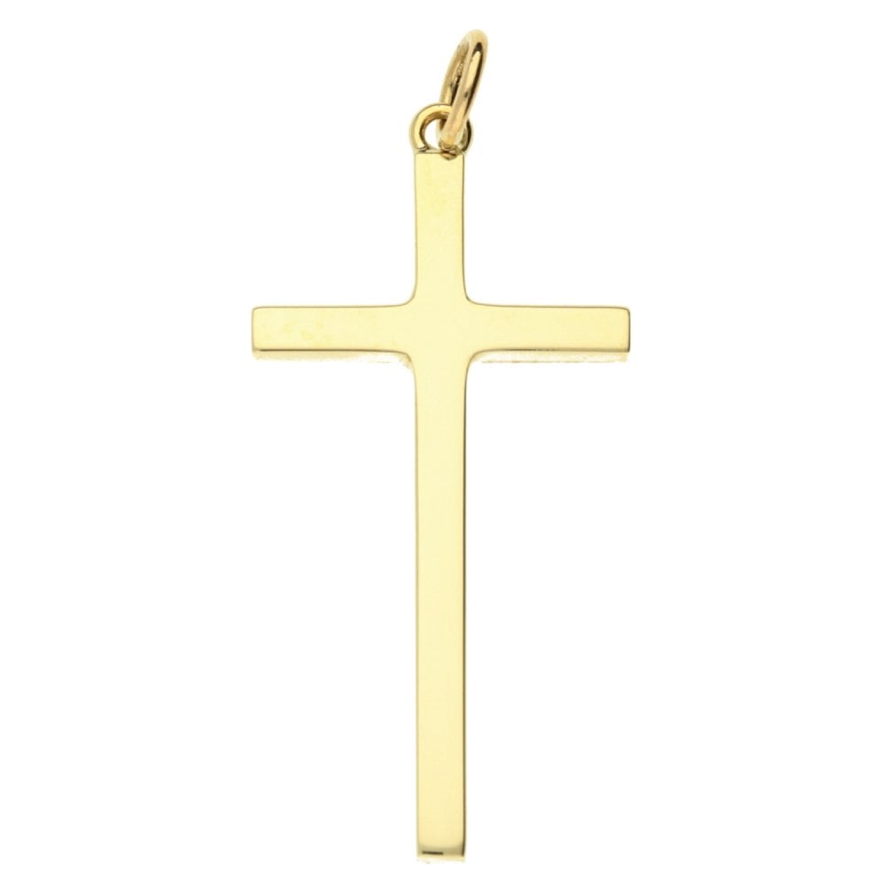 Large 9ct Yellow Gold Framed Edge Cross - 3.3g