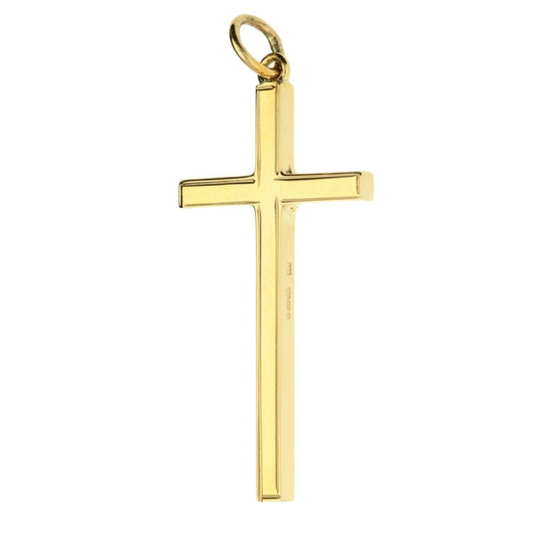 Large 9ct Yellow Gold Framed Edge Cross - 3.3g