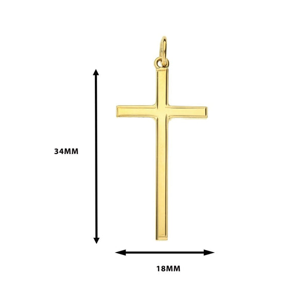 Large 9ct Yellow Gold Framed Edge Cross - 3.3g