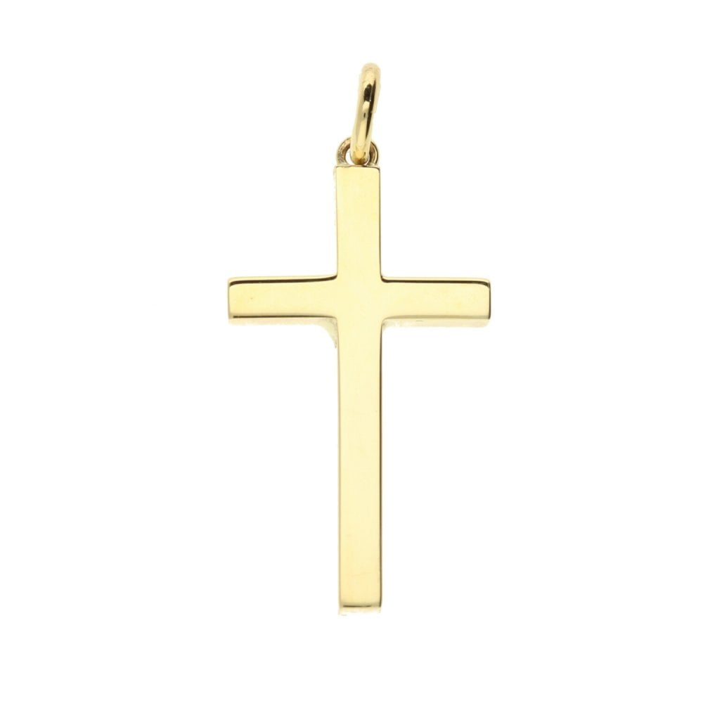 Medium 9ct Yellow Gold Scroll Patterned Cross - 4.4g
