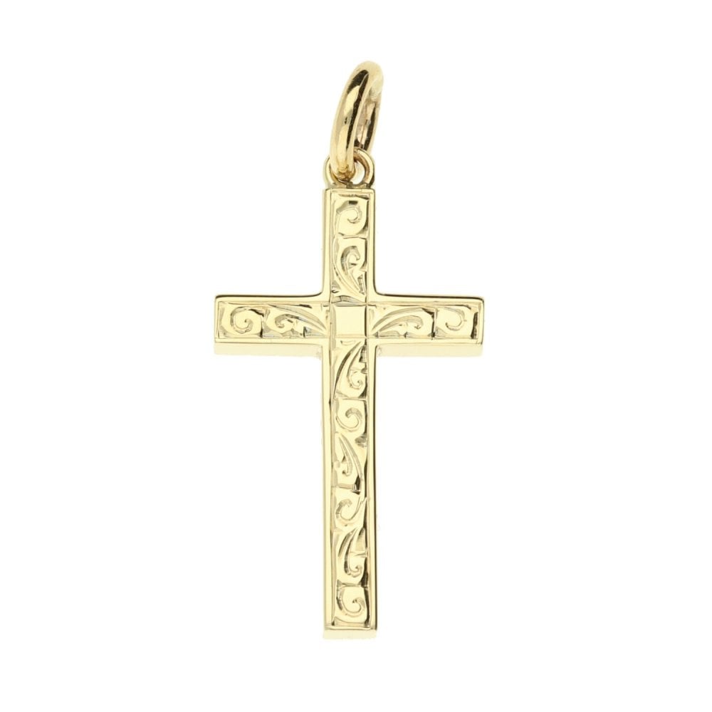 Medium 9ct Yellow Gold Patterned Cross - 3.7g
