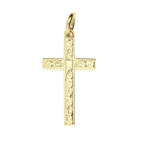 Medium 9ct Yellow Gold Patterned Cross - 3.7g