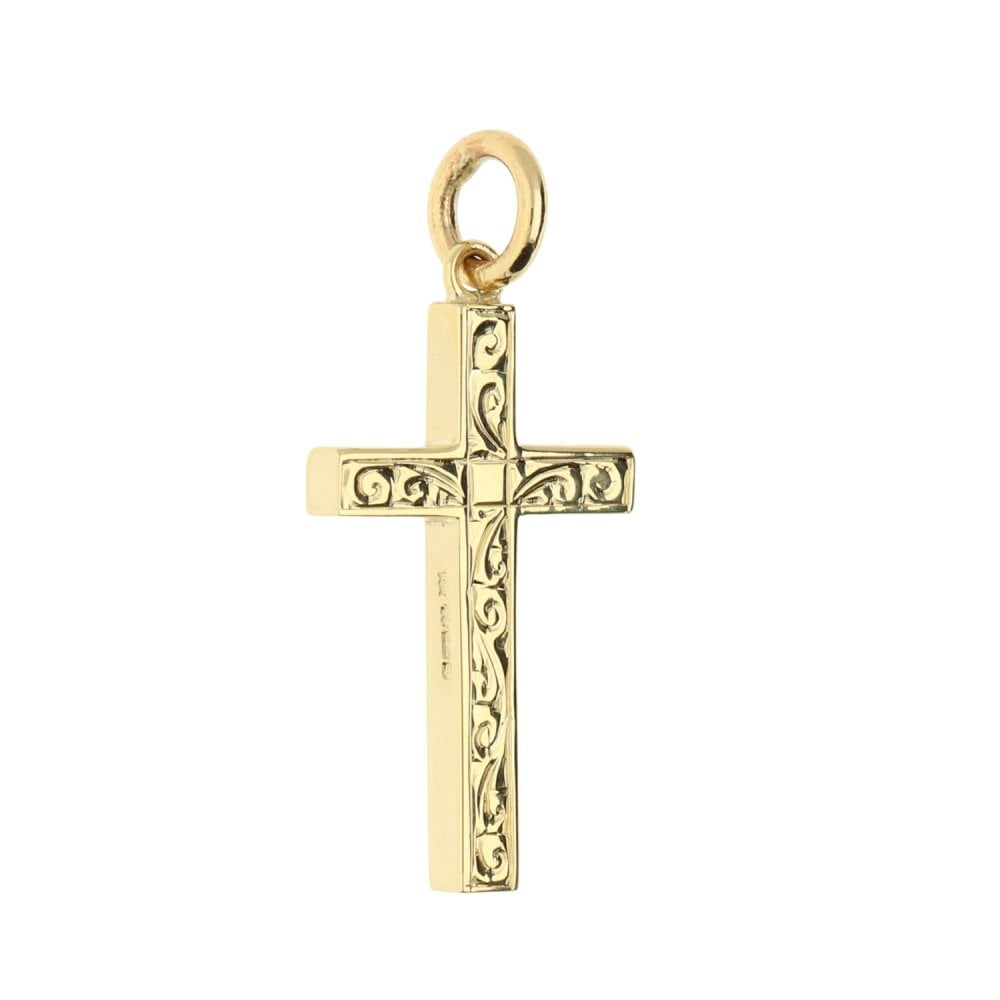Medium 9ct Yellow Gold Patterned Cross - 3.7g
