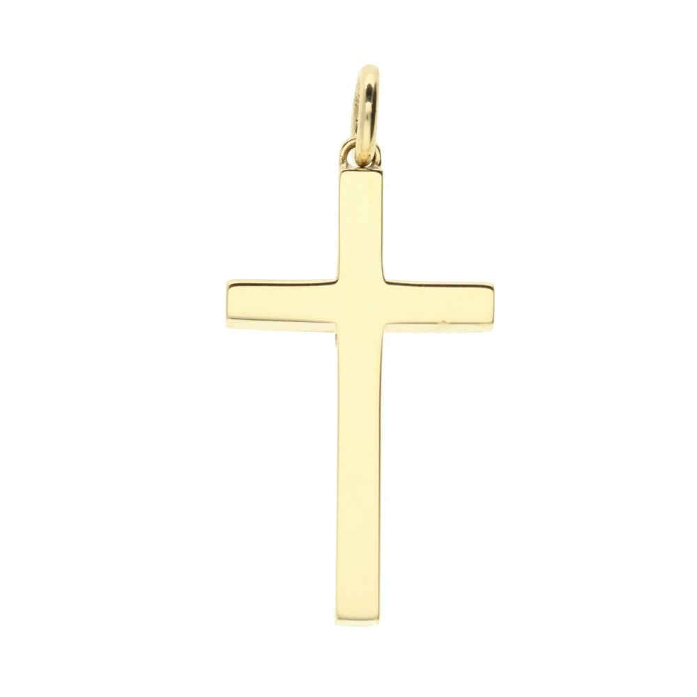 9ct Yellow Gold Framed Edge Cross Pendant - 18x30mm - 4.3g