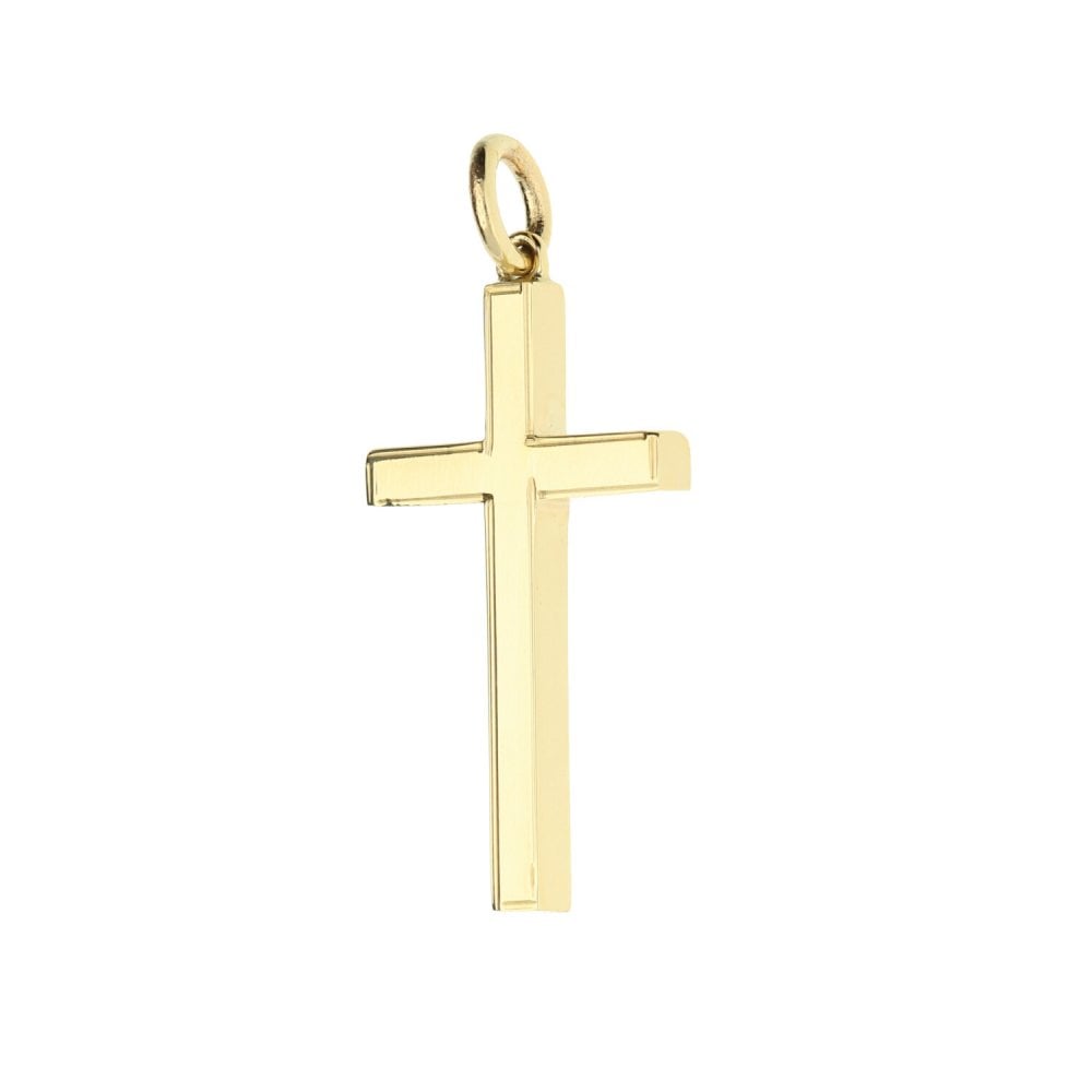 9ct Yellow Gold Framed Edge Cross Pendant - 18x30mm - 4.3g