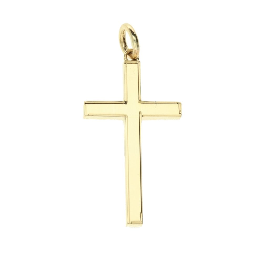 9ct Yellow Gold Framed Edge Cross Pendant - 18x30mm - 4.3g