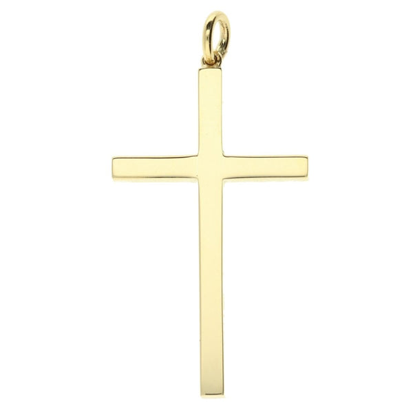 Large 9ct Yellow Gold Scroll Patterned Cross - 5.9g