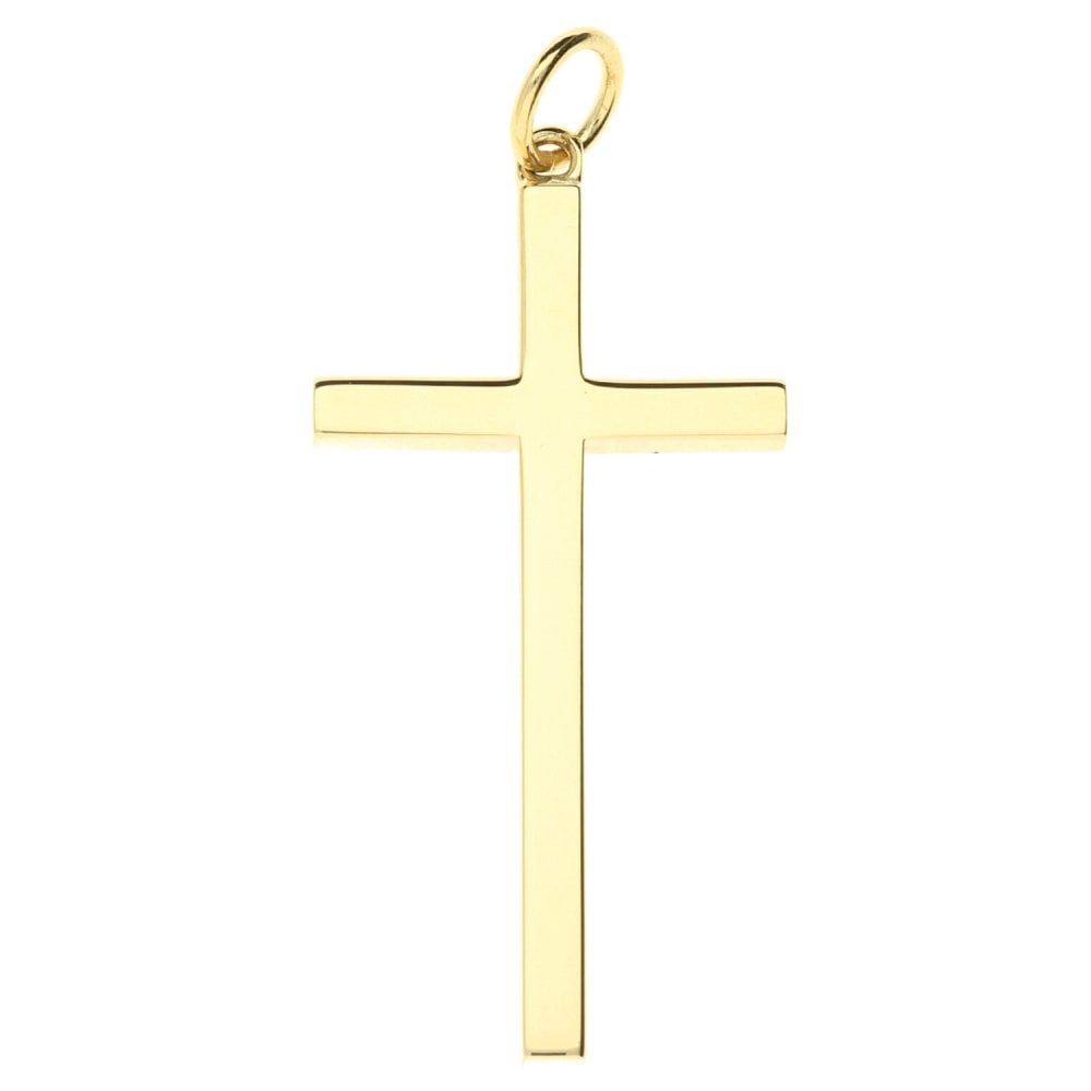9ct Yellow Gold Scroll-Patterned Cross Pendant - 18x34mm - 3.3g