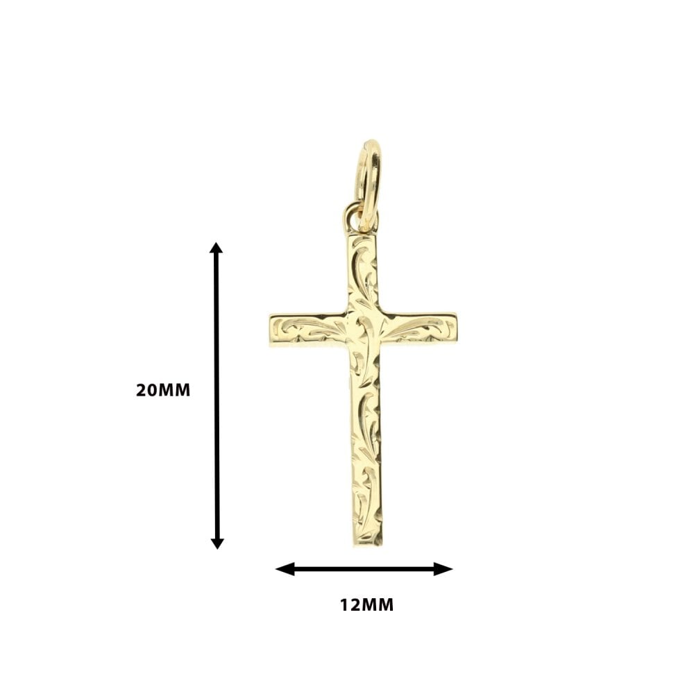 Small 9ct Yellow Gold Patterned Cross - 1.3g