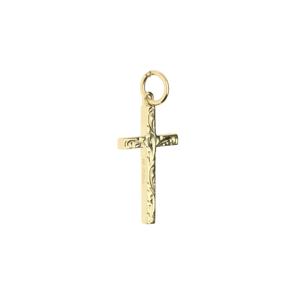 Small 9ct Yellow Gold Patterned Cross - 1.3g