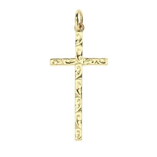 Large 9ct Yellow Gold Patterned Cross - 2.0g