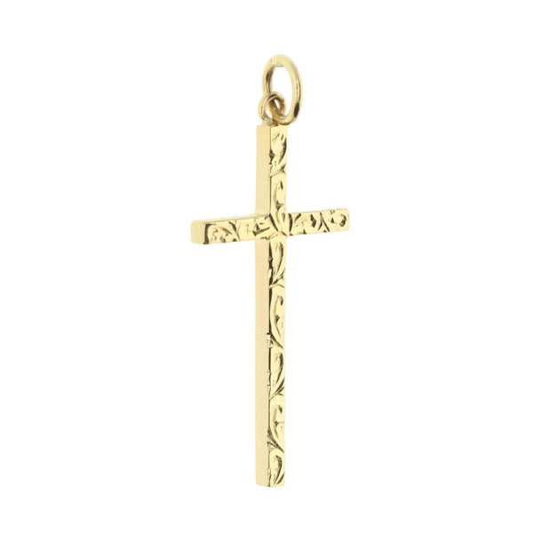 Large 9ct Yellow Gold Patterned Cross - 2.0g