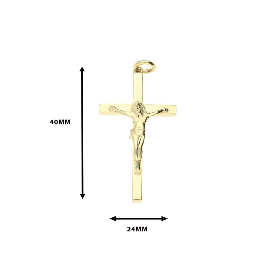 Large 9ct Yellow Gold Crucifix - 6.7g