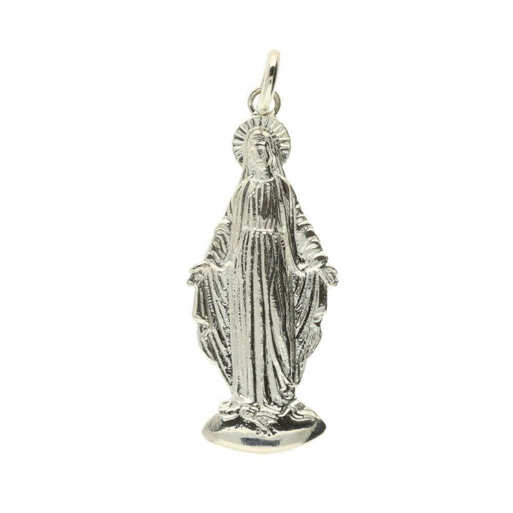Medium Sterling Silver Full Figure Madonna Pendant - 4.4g