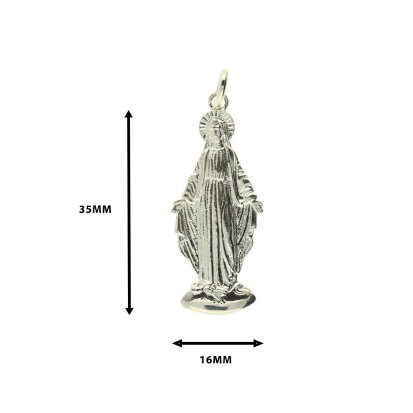 Medium Sterling Silver Full Figure Madonna Pendant - 4.4g