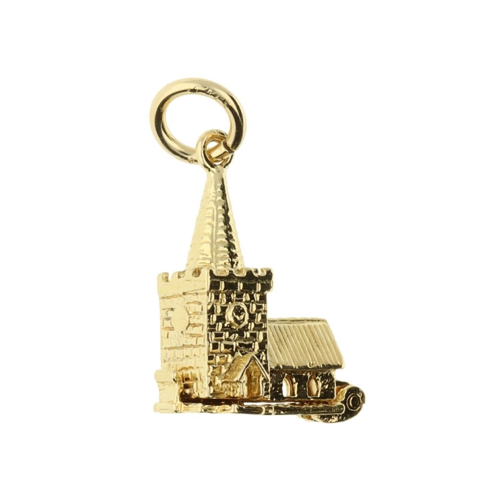 9ct Yellow Gold Chuch Charm - 3.2g