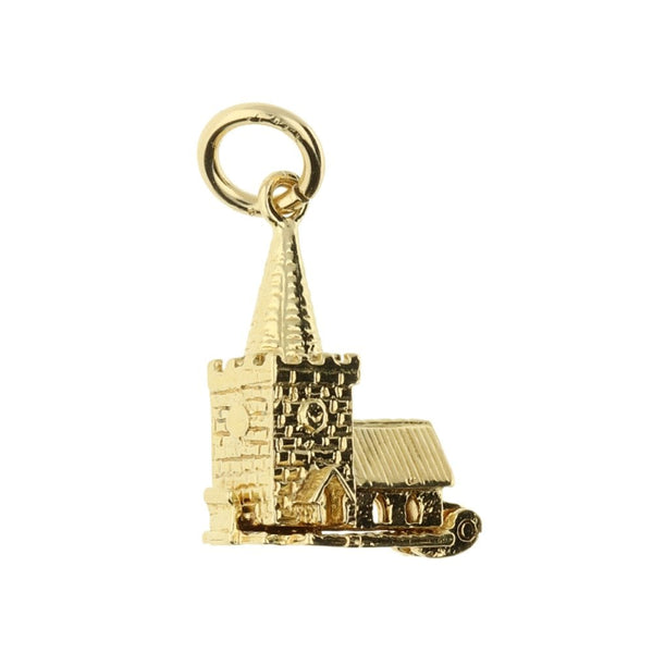 9ct Yellow Gold Chuch Charm - 3.2g