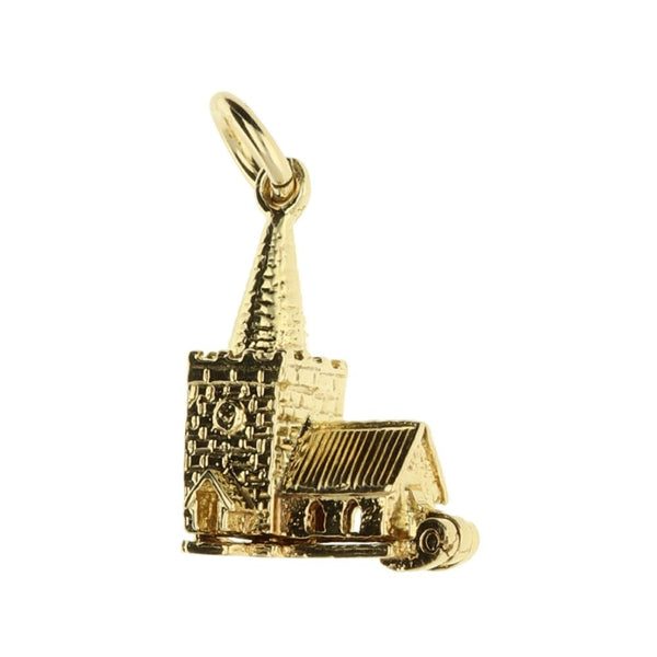 9ct Yellow Gold Chuch Charm - 3.2g