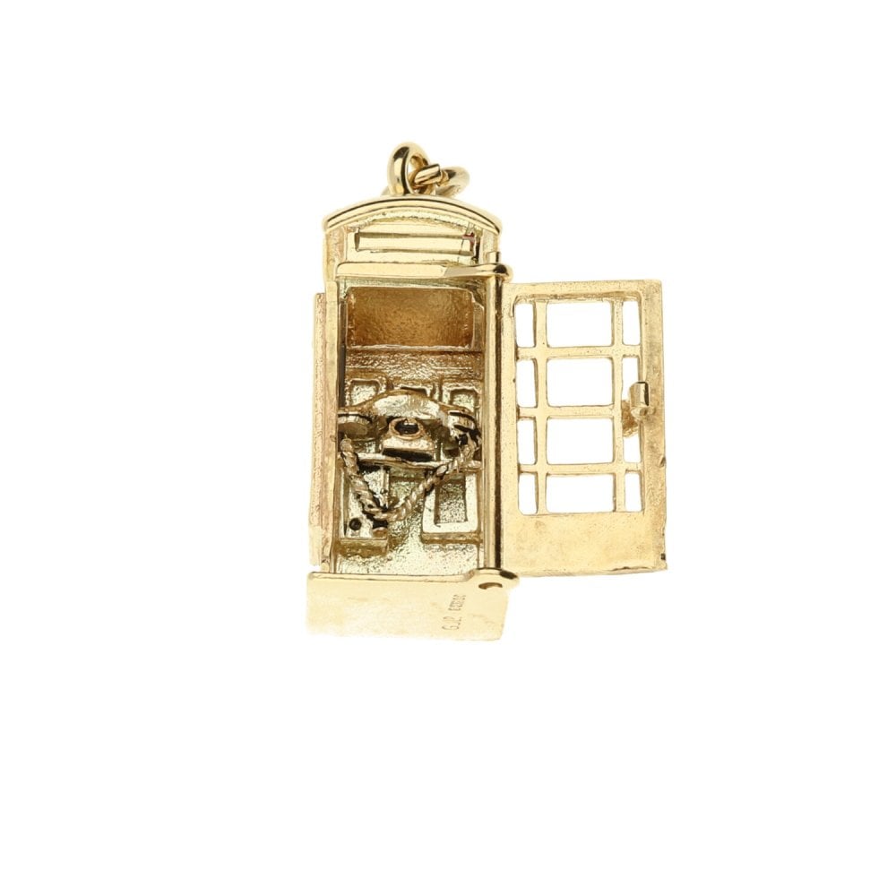 9ct Yellow Gold Telephone Box Charm - 7.7g