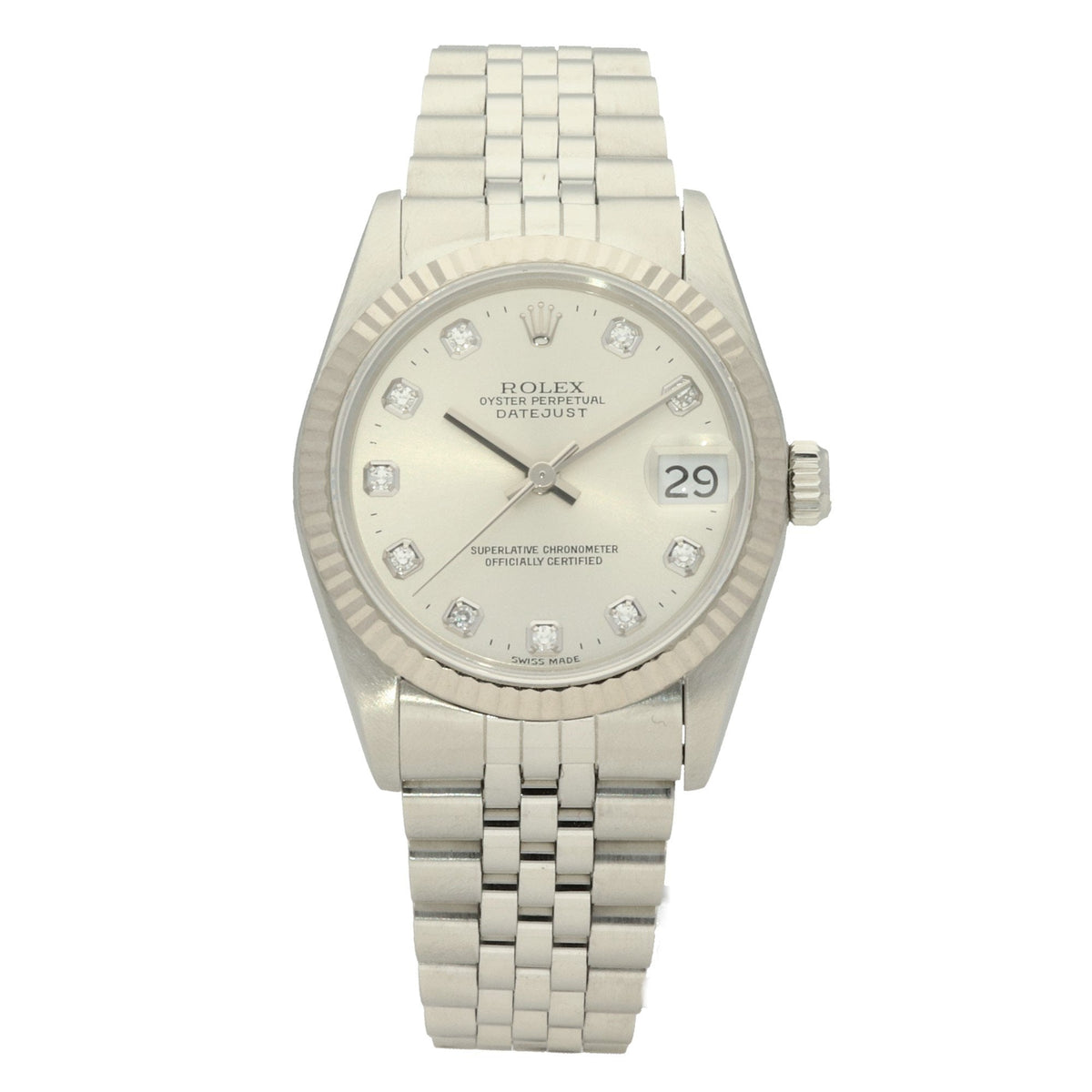 Datejust 68274 - 31mm Mid-Size - Silver Diamond Dial - 1996