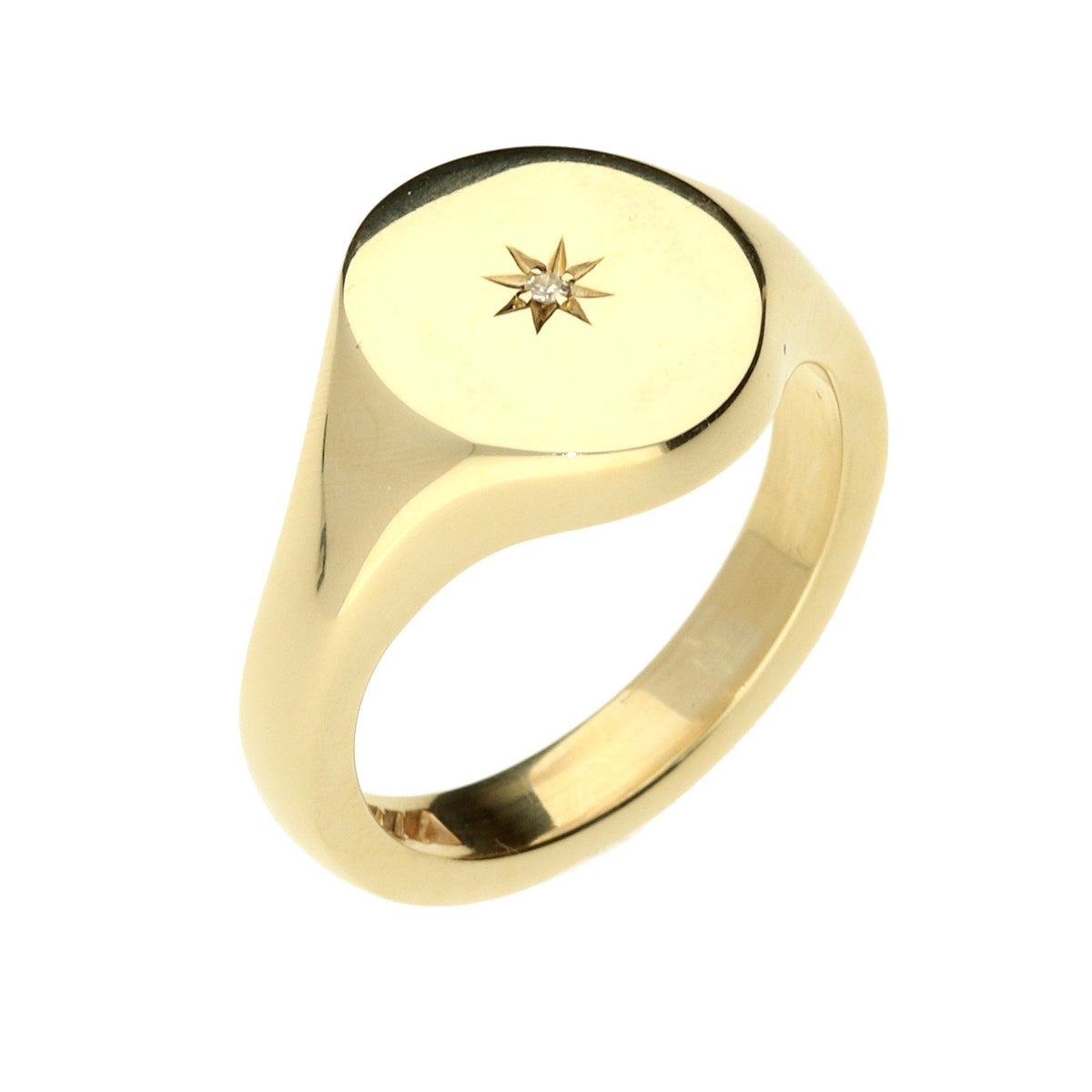 9ct Yellow Gold Gents Diamond Signet Ring - 11.9g