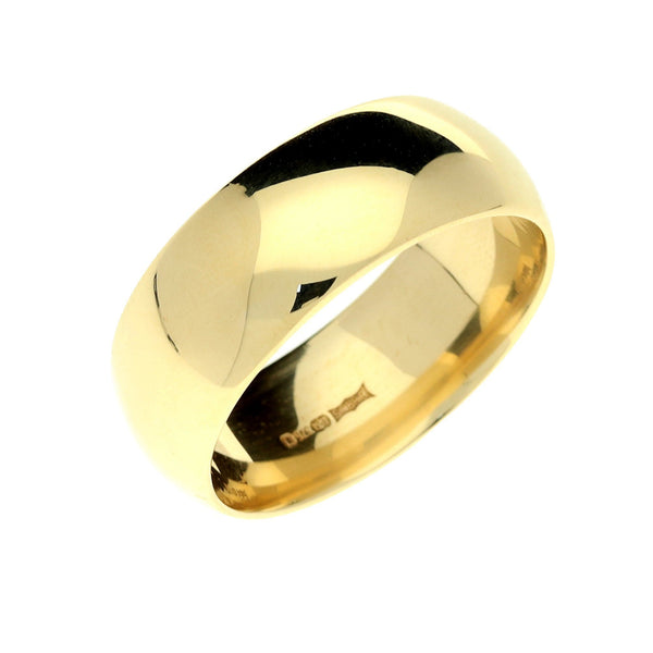 9ct Yellow Gold D-Shape Gents Wedding Ring - 11.0g