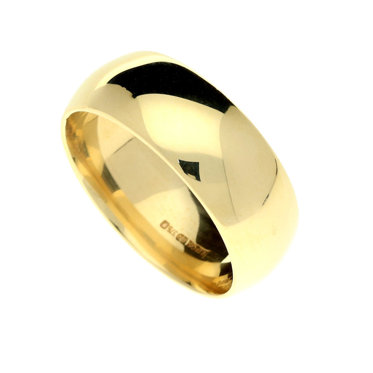 9ct Yellow Gold D-Shape Gents Wedding Ring - 11.0g