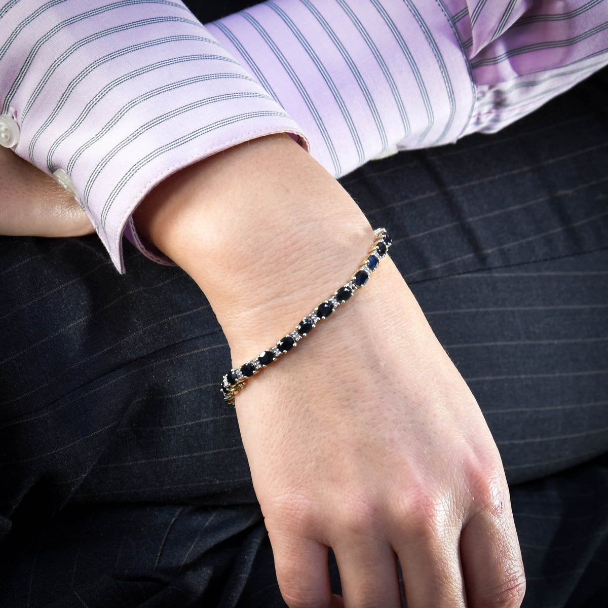 9ct Yellow-Gold Sapphire & Diamond Bracelet