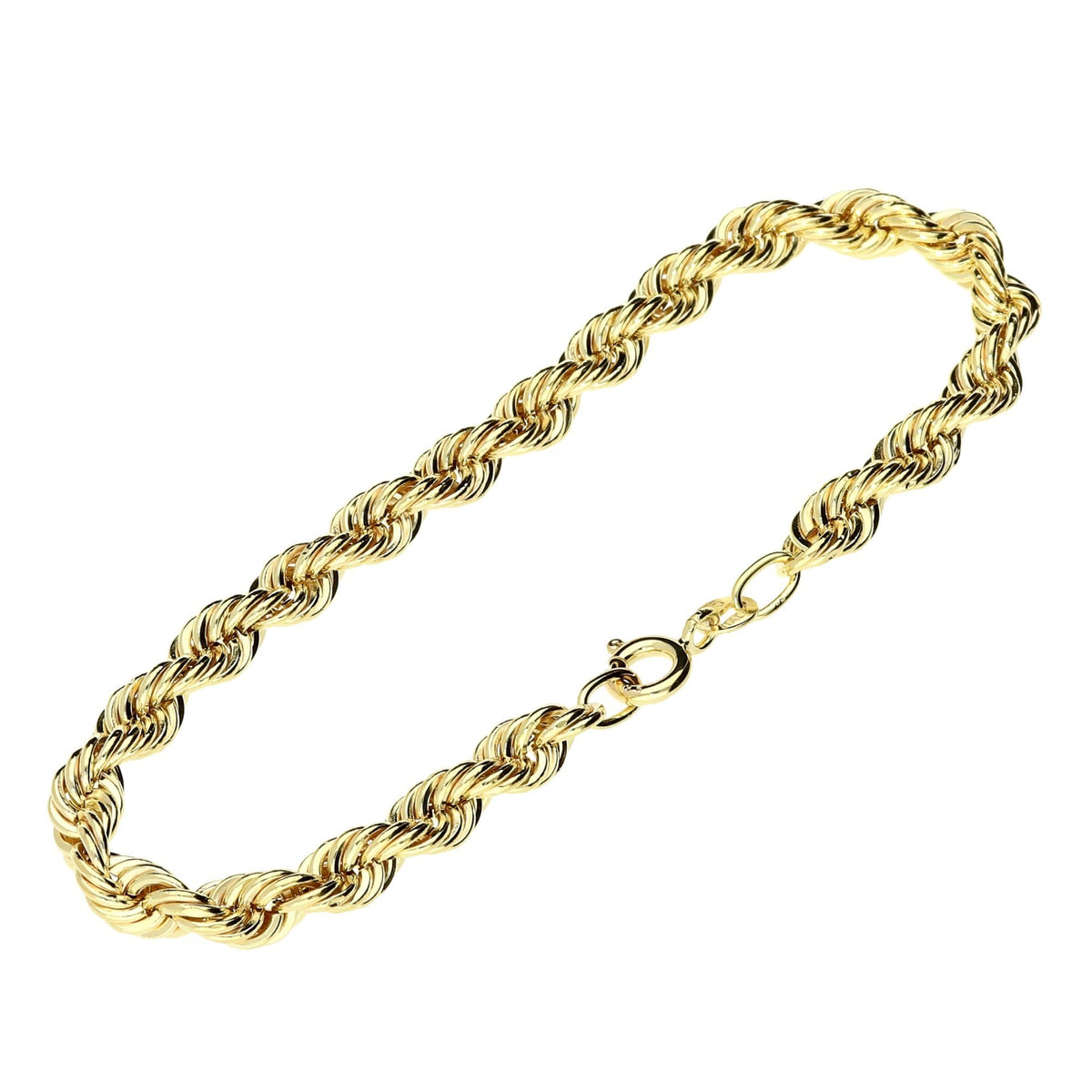 9ct Yellow Gold 7-Inch Hollow Rope Bracelet - 2.8g