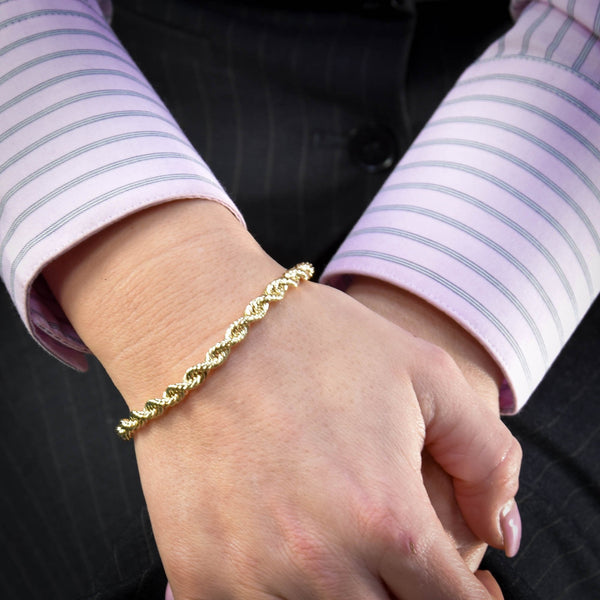 9ct Yellow Gold 7-Inch Hollow Rope Bracelet - 2.8g
