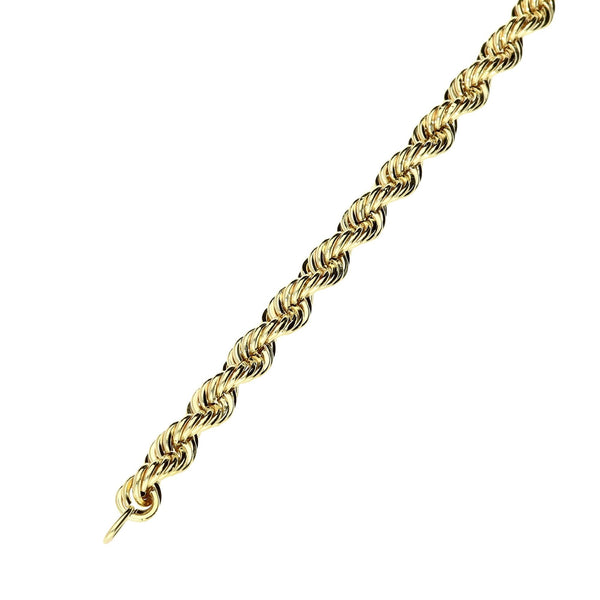 9ct Yellow Gold 7-Inch Hollow Rope Bracelet - 2.8g