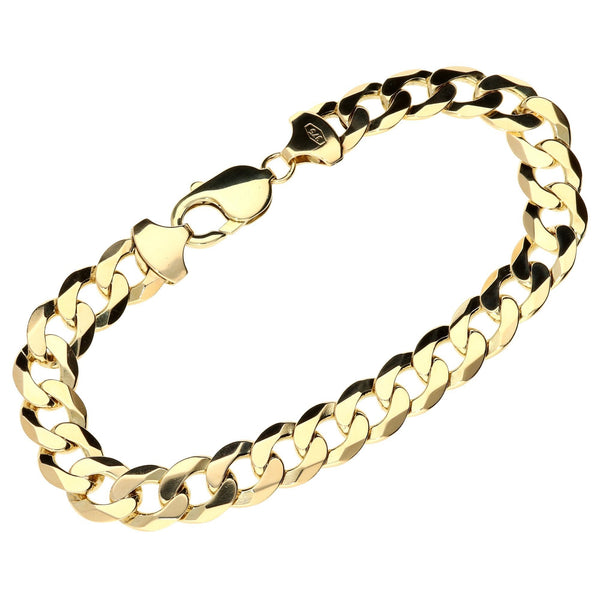 9ct Yellow Gold 9-Inch Gents Curb Bracelet 29.8g