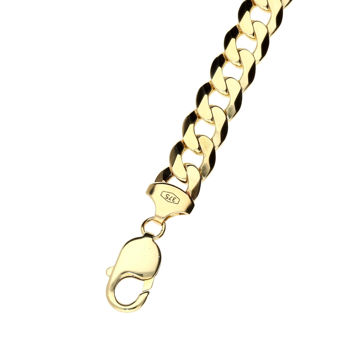 9ct Yellow Gold 9-Inch Gents Curb Bracelet 29.8g