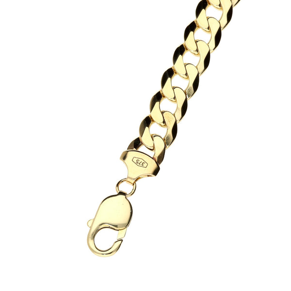 9ct Yellow Gold 9-Inch Gents Curb Bracelet 29.8g