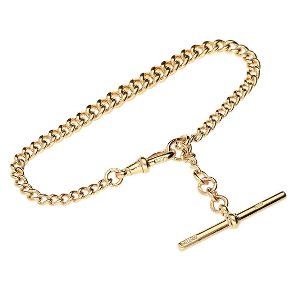 9ct Rose Gold Graduated Albert Bracelet With T-Bar - 21.1g
