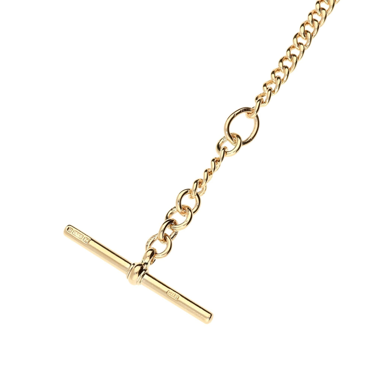 9ct Rose Gold Graduated Albert Bracelet With T-Bar - 21.1g
