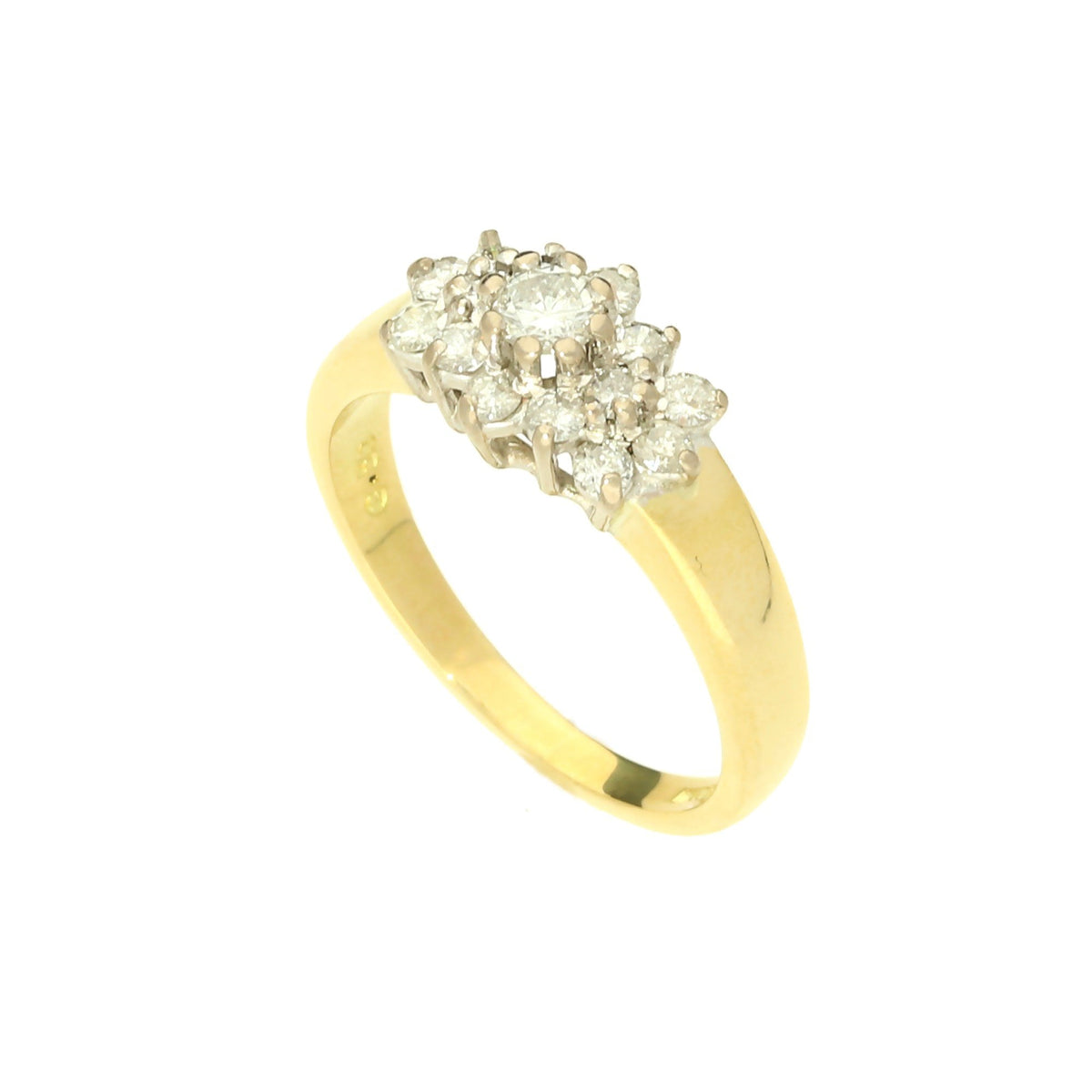 18ct Yellow Gold Fancy Diamond Cluster Ring 0.50ct