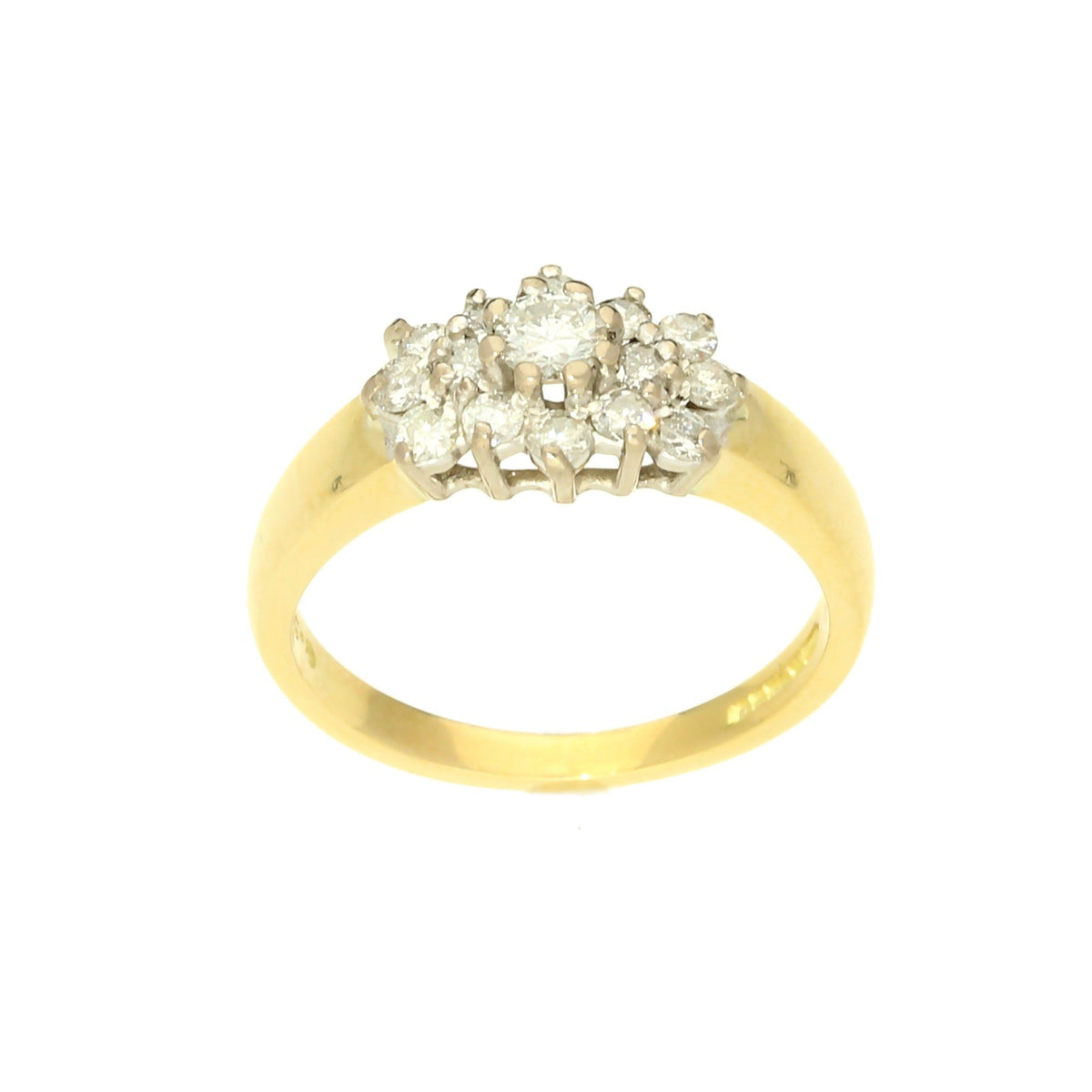 18ct Yellow Gold Fancy Diamond Cluster Ring 0.50ct